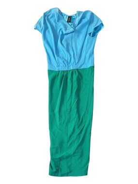 Zero + Maria Cornejo Silk Colorblock Dress Blue Green Size 4 Made in USA